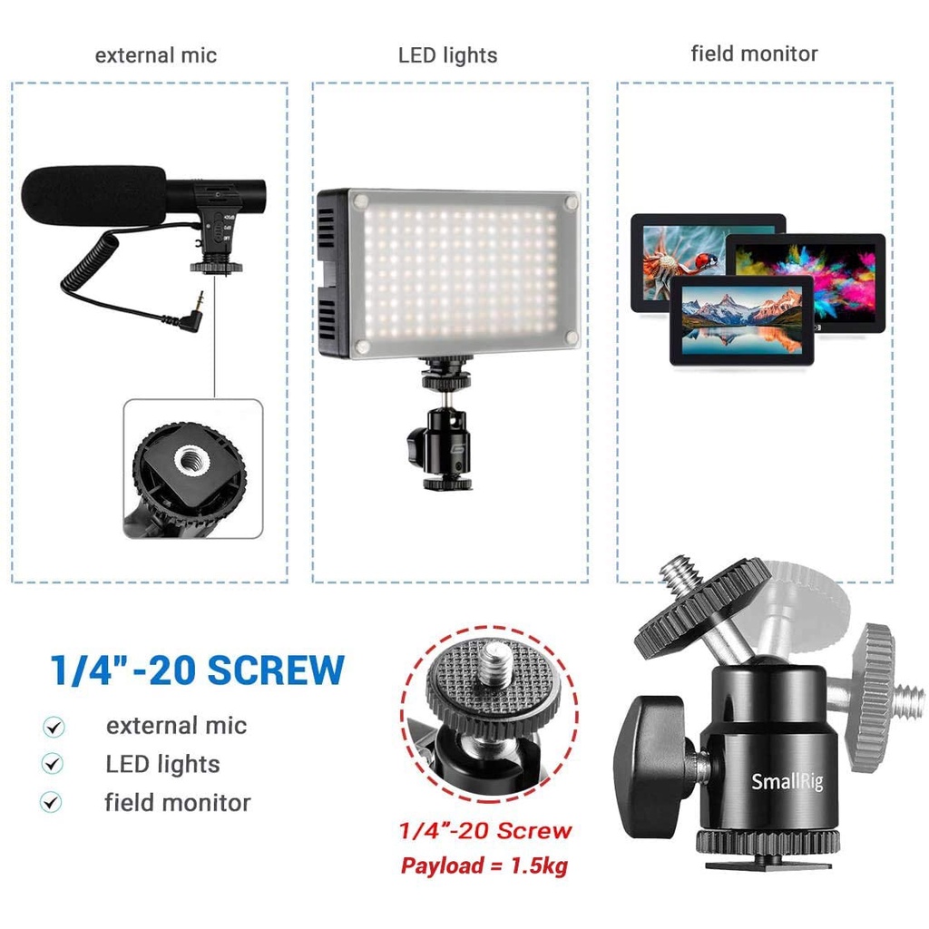 SmallRig Super Clamp Mount with 1/4" Screw Ball Head Mount 1124