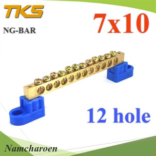 ..บัสบาร์ บาร์รวมสาย กราวด์ นิวตรอน ขนาด 7x10 มม. พร้อมขายึด 12 ช่อง รุ่น Busbar-7x10-12Hole NC