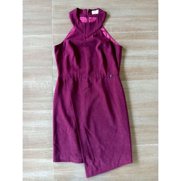 เดรสสั้นสีแดงเข้มffashion