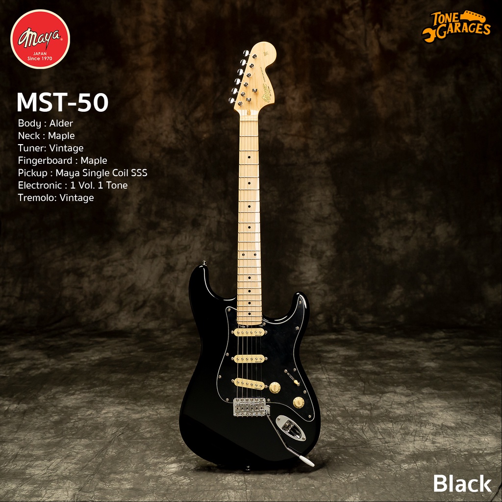 Maya Guitar MST-50 กีต้าร์ไฟฟ้า มายา ทรง Strat SSS สี Black (BK)