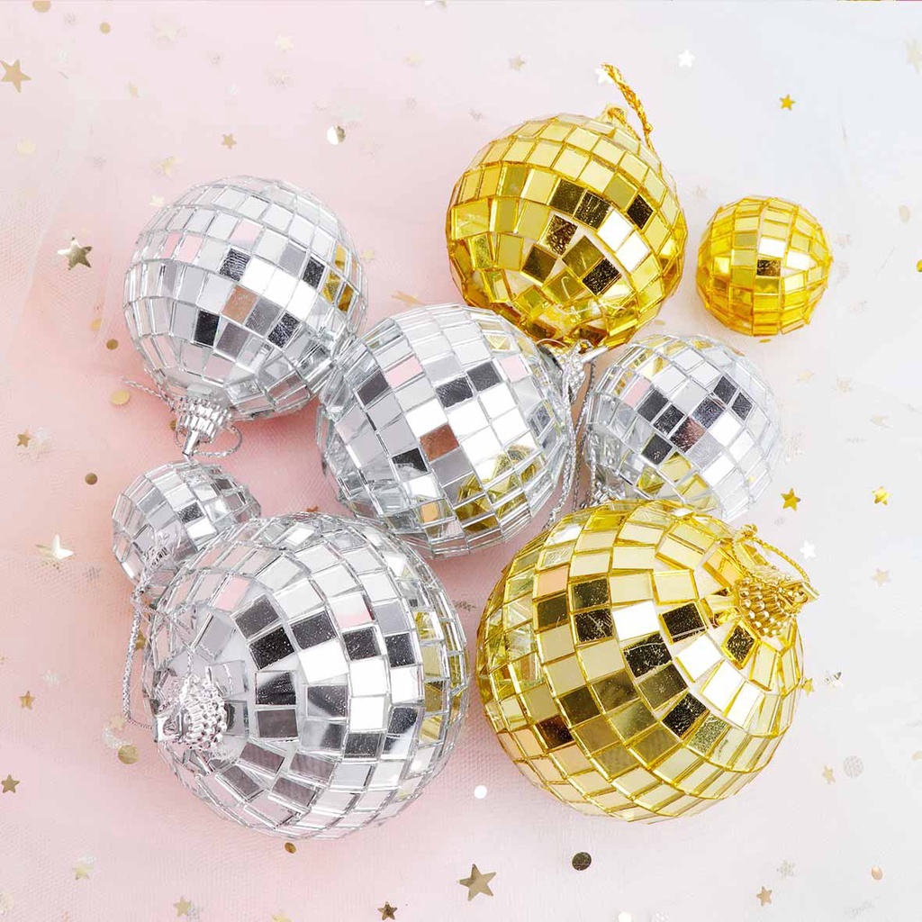 กระจกบอล 2-6 ซม. เครื่องประดับต้นคริสต์มาสบาร์ดิสโก้บอลแขวนตกแต่งเค้กของขวัญปีใหม่