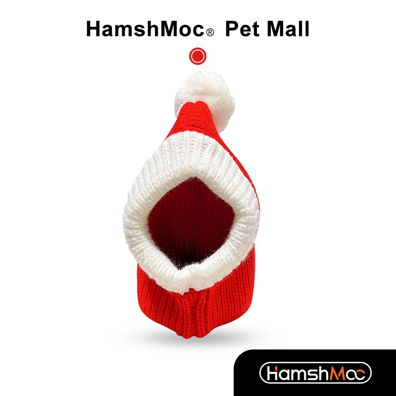 HamshMoc นุ่มสัตว์เลี้ยงหมวกคริสต์มาสถักสุนัขซานตาหมวกสัตว์เลี้ยงหมวกกับปอมปอมน่ารักสัตว์เลี้ยงเครื่องแต่งกายซานตาชุดสําหรับสุนัขขนาดเล็กแมวลูกสุนัขอุปกรณ์คริสต์ม