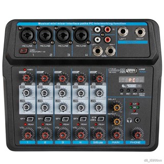 MOOL M 6 Portable Mini Mixer Audio DJ Console with Sound Card, USB, 48V Phantom Power for PC Recording Singing Webcast P