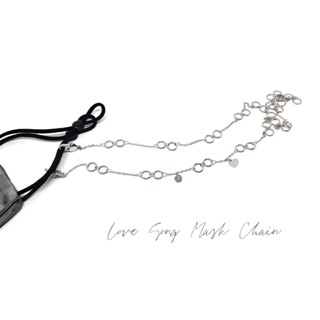 Fyne Fories Love Song Mask Chain ♡ สายห้อยมาส์ก ลายวงกลมต่อกัน ห้อยหัวใจและหิน grey agate ♡ fynefories สายคล้องแมส