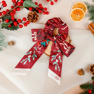 MB Christmas Scrunchie สครันชี่พร้อมโบว์ผูก ลายคริสต์มาส มี 3 สีค่ะ