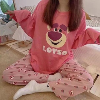 ชุดนอน แขนยาว ขายาว ลาย ล๊อตโซ่