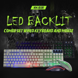 Oker Keyboard + Mouse KM-6120 คีบอร์ด ไฟทะลุตัวอักษร ชุด เม้าส์ + คีย์บอร์ด #DM 6120