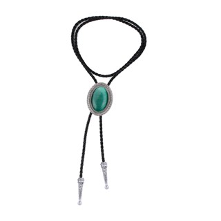 [Blesiya3] Bolo Tie for Men Necklace Western Necktie Shirt Chain Neck Rope Dark Green Opal