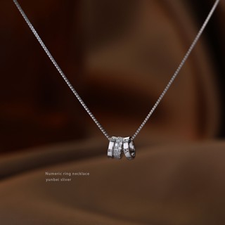 Fashion necklace สร้อยคอเงินแท้ 925 สร้อยคอ 3 วงแหวนห้อย (พร้อมกล่อง)