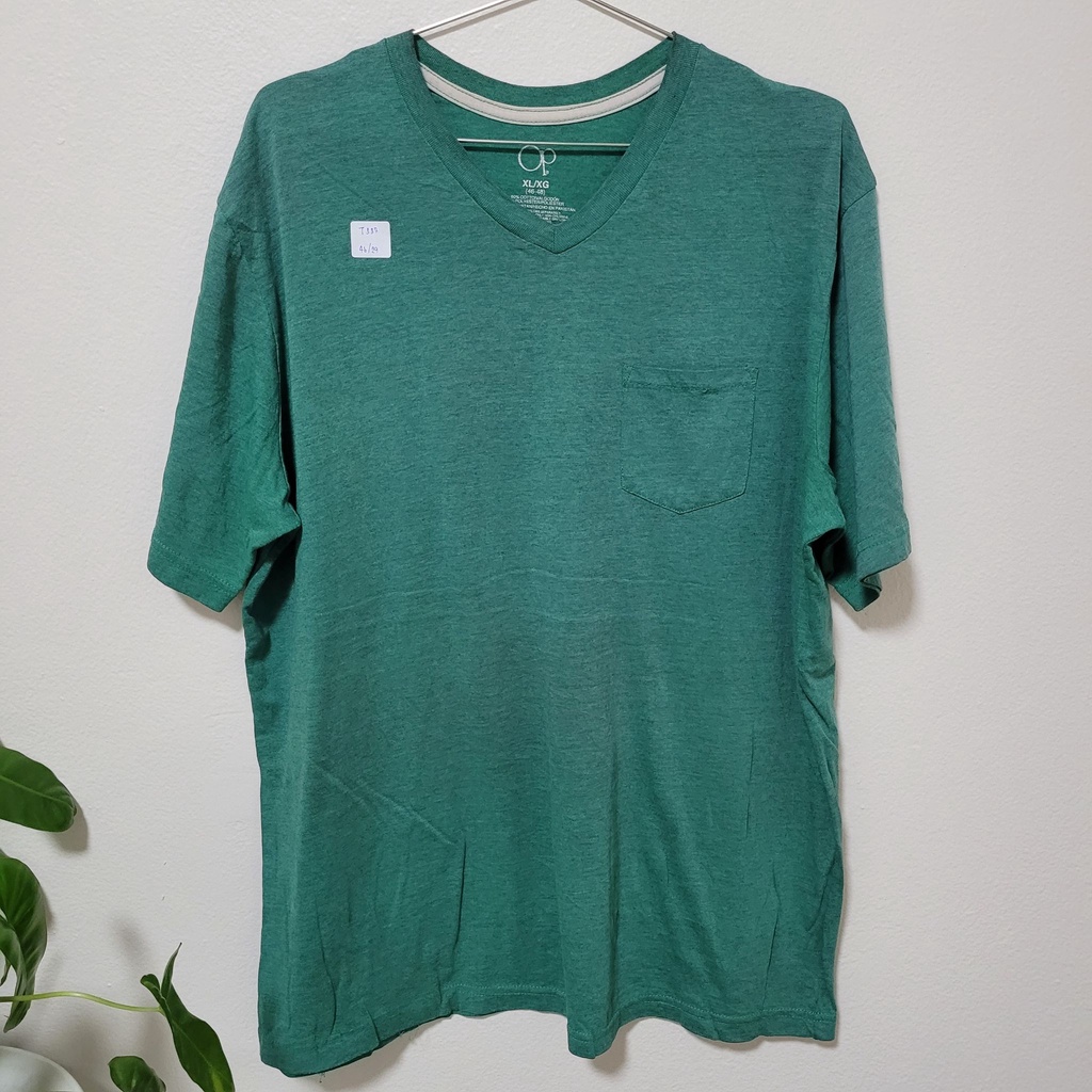 (T337)​ เสื้อยืดคอวี สีพื้น มือ 2