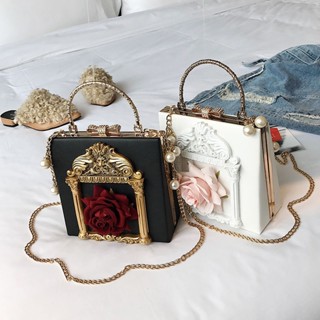 Vintage Gothic Lolita Girl Single Shoulder Bag Baroque Style Women Flower Messenger Bag Cosplay Chic Palace Princess Han