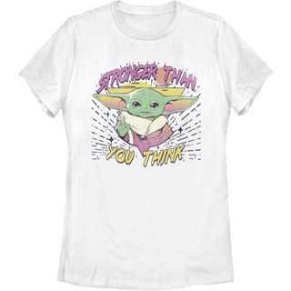 Womens The Child Stronger The Mandalorian Star Wars Shirt เสื้อคู่ เสื้อยืดสีขาวผู้ชาย