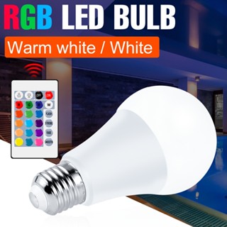 หลอดไฟสปอตไลท์ E27 LED 220V RGB ทรงกลม 15W 20W ประหยัดพลังงาน หรี่แสงได้ สีไดนามิก สําหรับตกแต่งบ้าน ปาร์ตี้