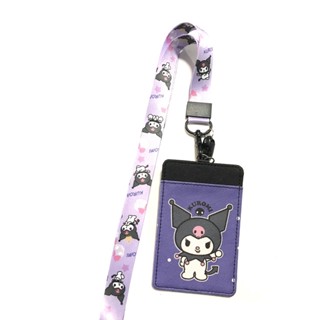 KUROMI PP สายคล้องคอ สายคล้องบัตร ที่ใส่บัตร ซองใส่บัตร ที่ใส่บัตร พร้อมสายคล้องคอ ลาย KUROMI งานดี สวยงาม BY MANOPNEST