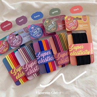 พร้อมส่งในไทย เซตยางมัดผม Princess Hair Elastics ยางรัดผม มีหลายสีให้เลือก ยืดหยุ่นดีมาก สไตล์เกาหลี (5สี/10เส้น)