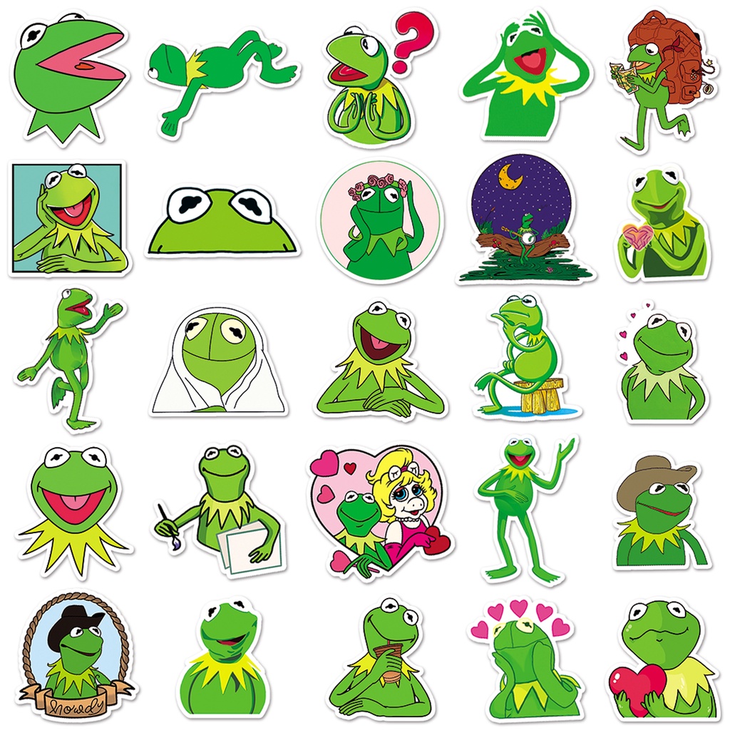 เซซามีสตรีท (芝麻街)KAWS กบเคอร์มิท Sesame Street  sticker สติกเกอร์กันน้ำรูปแบบที่แตกต่างกัน 50ชิ้น Kermit the Frog