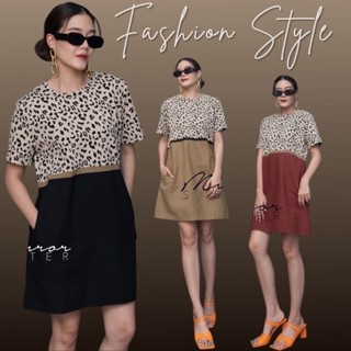 MiRRoRSiSTER’s JuLiette LeoPaRD DReSS #20608.2 เดรสคอกลม เดรสลายเสือ เดรสต่อผ้า เดรสสั้น เดรสสั้นใส่ได้ทุกวัน