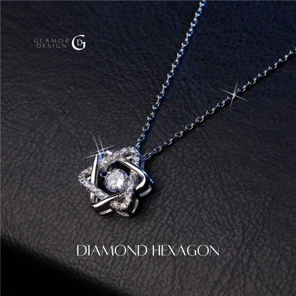 GLAMOR✨สร้อยคอเพชร Diamond hexagon ดาวโชคลาภ สร้อยคอเงินแท้  สร้อยคอแฟชั่น สไตล์ใหม่ ขายดี