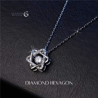 GLAMOR✨สร้อยคอเพชร Diamond hexagon ดาวโชคลาภ สร้อยคอเงินแท้ สร้อยคอแฟชั่น สไตล์ใหม่ ขายดี