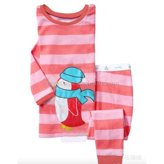 L-HUG-012-1 ชุดนอนเด็กหญิง เนื้อบางสีชมพู ลายเพนกวิ้น Size-110 (4-5Y)