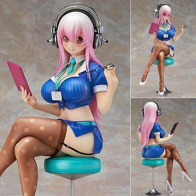 Super Sonico Office Blue Uniform Sonico OL Sonico จัดแต่งทรงผม Office Lady Waifu Action Figure