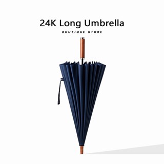 Luxury 24K Long Umbrella Business Men Windproof Wooden Handle Big Golf Umbrella Outdoor High Quality Travel Straight Umb