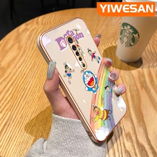 เคสโทรศัพท์มือถือ ลายการ์ตูนโดราเอมอน สีรุ้ง หรูหรา ป้องกันเลนส์กล้อง ป้องกันกระแทก สําหรับ OPPO Reno 2 Reno2 F