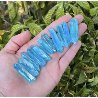 Aqua Aura Quartz Crystal Point (~1" - 2") - Raw Aqua Aura Quartz Point - Aqua Aura Quartz Stone - Blue Quartz