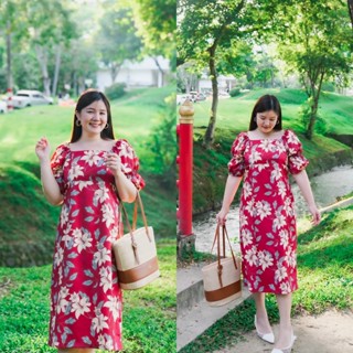 (⚠️อกถึง 50") Fall Foliage Dress 👋ปัดซ้ายที่รูปเพื่อดูขนาดสินค้า เดรสสาวอวบ ชุดสาวอวบ