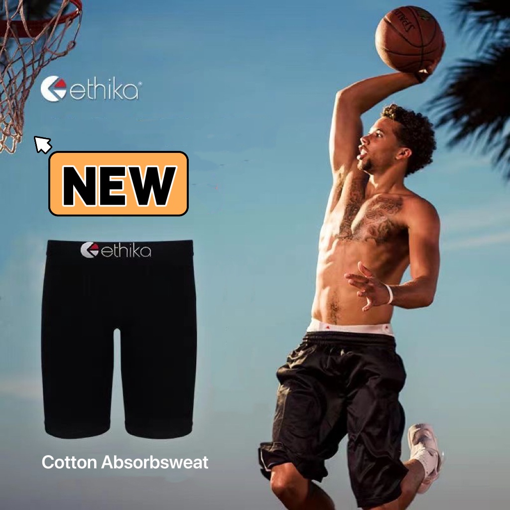 Ethika กางเกงชั้นใน ผ้าฝ้าย ทรงหลวม ดูดซับเหงื่อ แห้งเร็ว โอเวอร์ไซซ์ โอเวอร์ไซซ์ สไตล์ US สําหรับผู้ชาย ใส่เล่นเซิร์ฟ ชายหาด ขี่จักรยาน ฟิตเนส