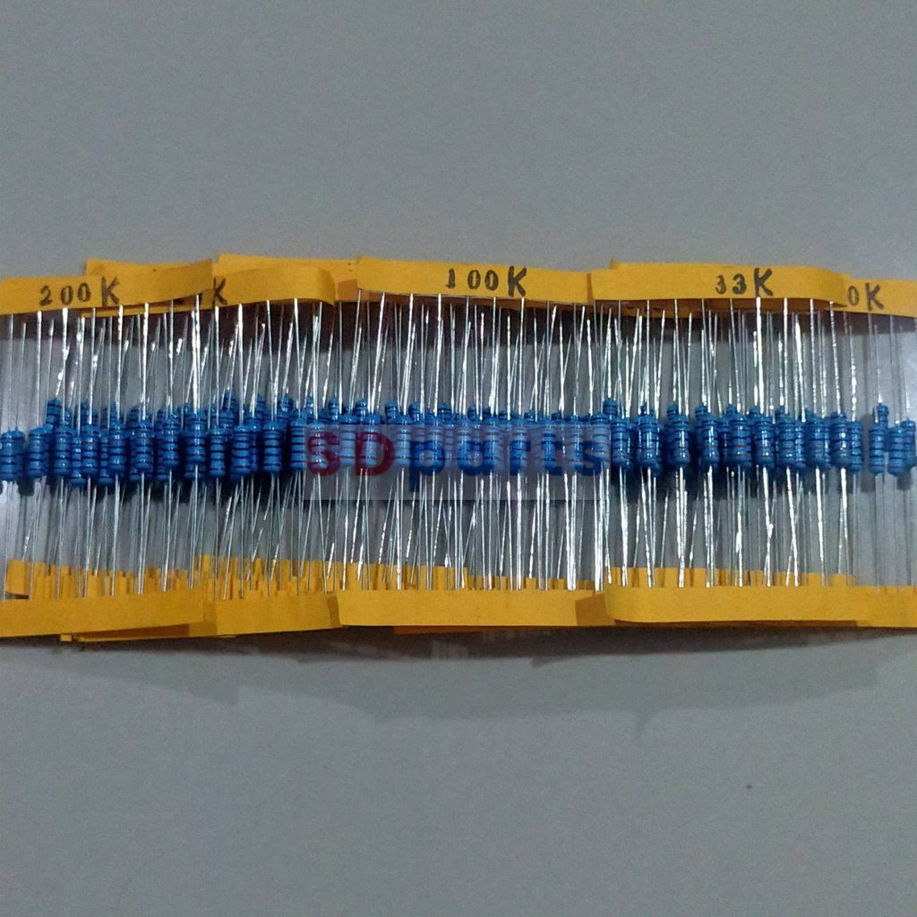 (5 ตัว) ตัวต้านทาน 1/2W ขนาด 100K ถึง 4.3M ตัว R รีซิสเตอร์ Resistor ฟิล์มโลหะ Metal Film 1/2W 0.5W 1% #MF 1/2W