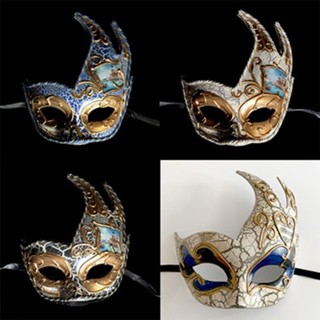 หน้ากากเวนิส แบบครึ่งหน้า แฮนด์เมด สไตล์เรโทร พร็อพสําหรับงา…