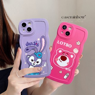 เคสโทรศัพท์มือถือแบบนิ่ม ลายการ์ตูนหมีสตรอเบอร์รี่น่ารัก StellaLou ขอบหยัก สําหรับ iPhone 6 6s 7 8 Plus 11 12 13 14 Pro Max XR 14 Plus X XS Max SE 2020