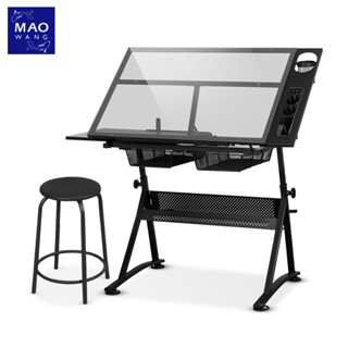 โต๊ะวาดรูป เขียนแบบ โต๊ะกระจก Tempered Glass Drafting Table Drawing Desk ปรับระดับความเอียงได้ โต๊ะทํางาน