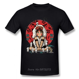 ใหม่ เสื้อยืดแขนสั้น ผ้าฝ้าย พิมพ์ลายอนิเมะ Mononoke Hime Spirits สไตล์ฮิปฮอป ฮาราจูกุ สําหรับผู้ชาย