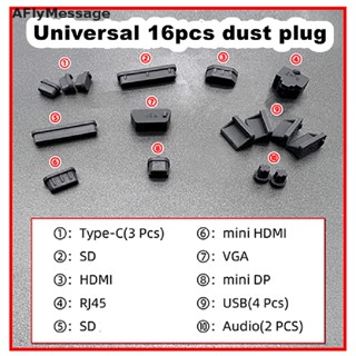 Afl จุกซิลิโคนอุดช่องเสียบ อินเตอร์เฟซ USB กันน้ํา กันฝุ่น สีสดใส สําหรับแล็ปท็อป โน้ตบุ๊ก 16 ชิ้น ต่อชุด TH