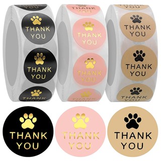 1500 Pcs Round Kraft Paws Print Thank You Labels Stickers, Dog Claw Print Labels, Present for Sealing and Decoration