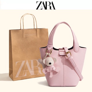 Zara กระเป๋าสะพายไหล่ หนังนิ่ม ทรงบักเก็ต แฟชั่นฤดูใบไม้ร่วง ฤดูหนาว สําหรับสตรี 2022