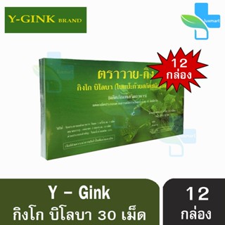 Y-Gink Ginkgo Biloba วาย กิง กิงโก บิโลบา ใบแป๊ะก๊วยสกัด 30 เม็ด [12 กล่อง]