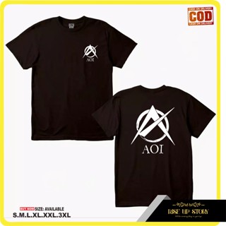 &lt;RiseUp Story&gt; เสื้อยืดผ้าฝ้าย พิมพ์ลายโลโก้ AOI สําหรับผู้ชาย และผู้หญิงS-5XL