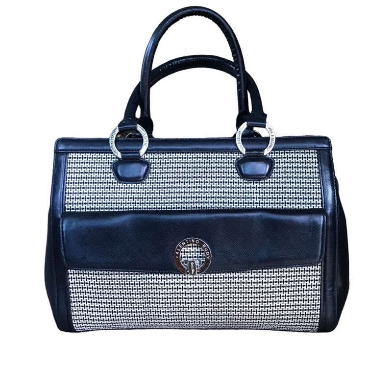 Valentino Rudy👜กระเป๋าถือหนังแท้ สีน้ำเงินเข้ม