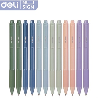 Deli ปากกาเจล ปากกาหมึกกด ปากกาหมึกเจลหัว 0.05มม.ปากกาเจลสีดำ ปากกาเจลสุ่มสี 12 ชิ้น เครื่องเขียน kutsu_