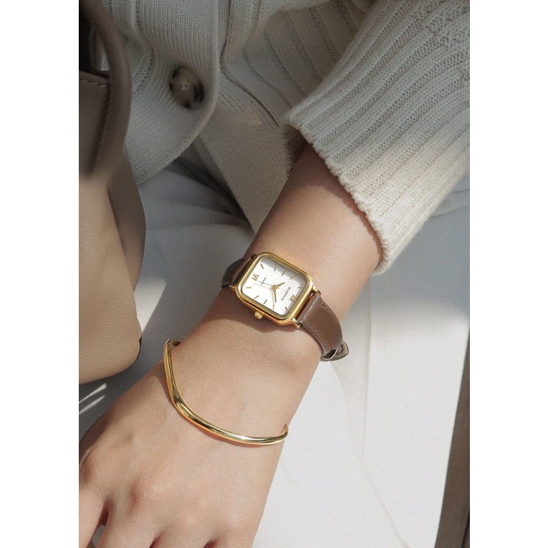 Rumtton นาฬิกาข้อมือ สายหนัง ประดับไข่มุก สีน้ําตาล สีขาว สีทอง สําหรับคุณแม่