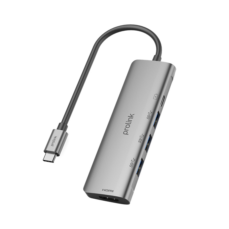 Prolink Type-C Docking Station 5 in 1 โลหะมัลติฟังก์ชั่น converter อะแดปเตอร์แบบพกพา PLT465-P01-BOX 