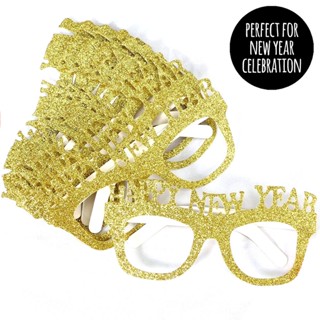 แว่นตากระดาษปีใหม่ HAPPY NEW YEAR Glitter Gold Paper Eyeglass (1 pc)