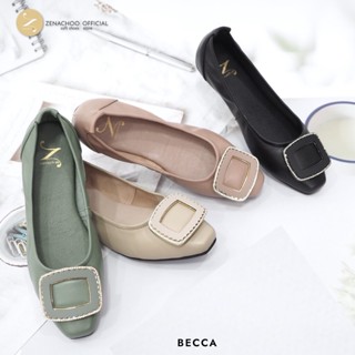 ทรงปกติ:เปลี่ยนไซส์ได้-ไม่รับคืน Zenachoo รุ่น Becca พื้นนิ่มกว่าเดิม 2 เท่า หนังแกะนิ่ม