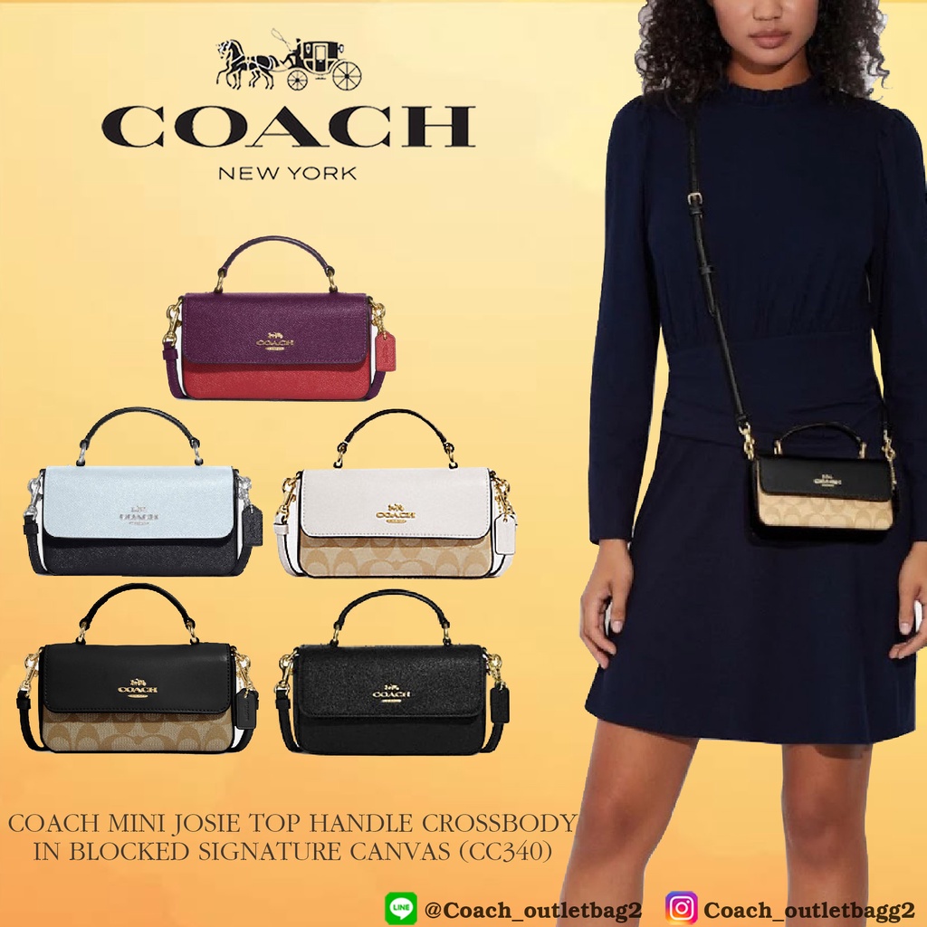 COACH MINI JOSIE TOP HANDLE CROSSBODY IN BLOCKED IN SIGNATURE ((cc340))