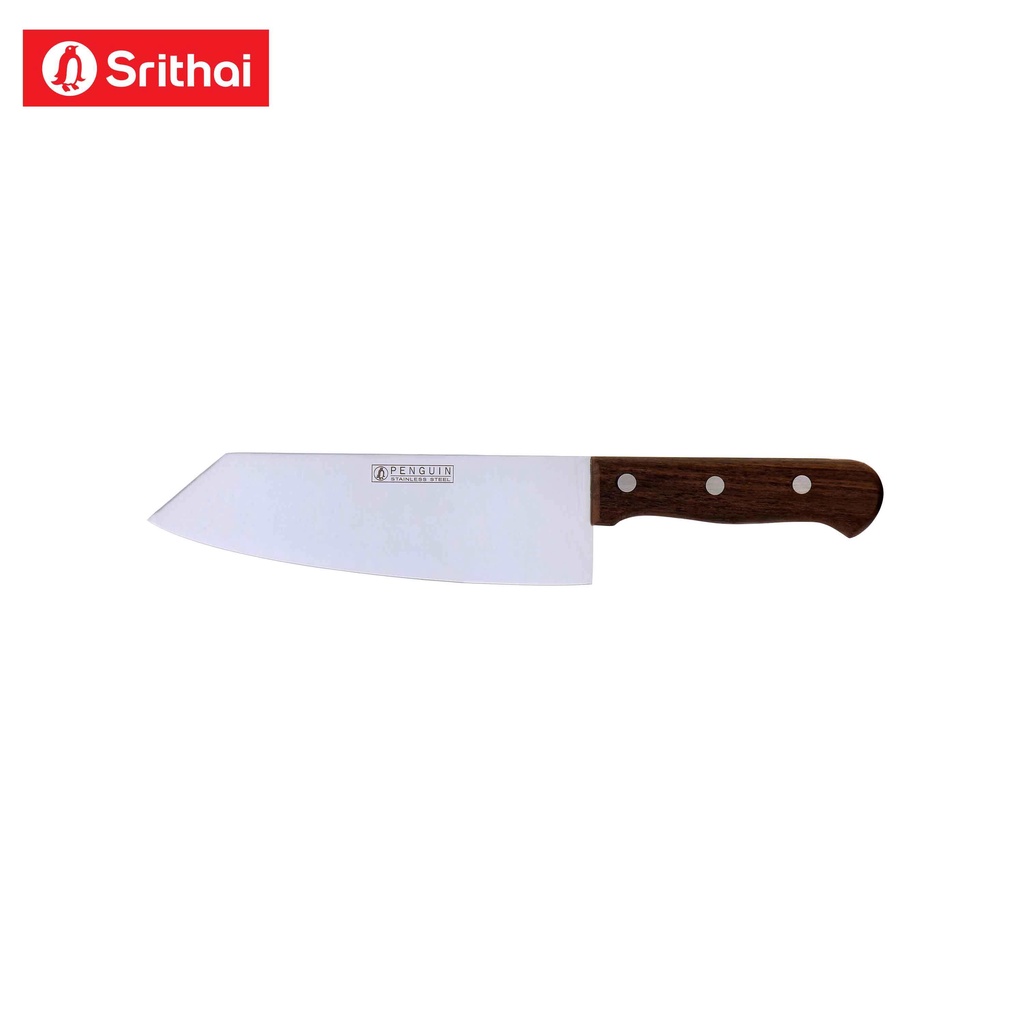 Srithai Penguin มีดครัว ด้ามไม้ 7.5 นิ้ว ปลายแหลม รุ่น Kuppa