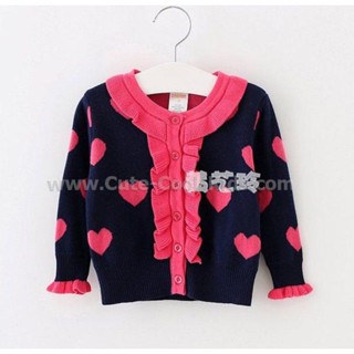 TLG-854 เสื้อแจ็คเก็ตเด็กผู้หญิง กระดุมหน้า ลายหัวใจ Size 2T (1-2 ขวบ)