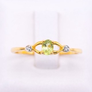 Happy Jewelry พลอยเพอริดอท (Peridot) พลอยสีเขียวมะนาว แหวนเพชร แหวนทองเพชรแท้ ทองแท้ 37.5% PL121